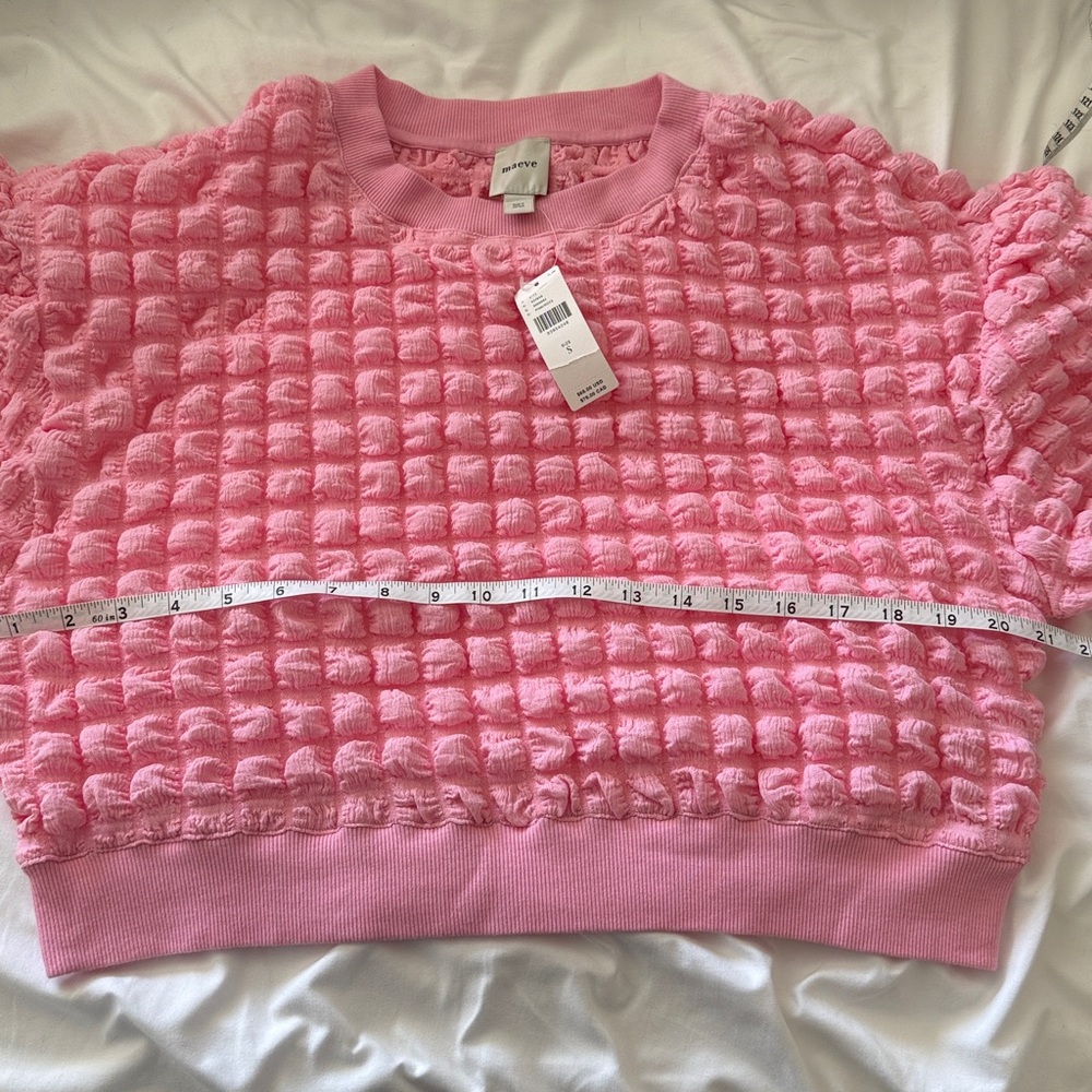 Anthropologie Pink Textured Crop Top NWT Women’s Size Small Short Sleeve - Picture 6 of 7